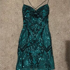 Elegant Teal Sequin Dress